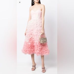 Marchesa Notte Ombré Strapless Cocktail Dress